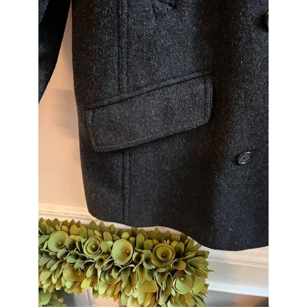 J. Crew Charcoal Wool Cashmere Blend A-Line Pea Coat sz M EUC - Picture 5 of 11